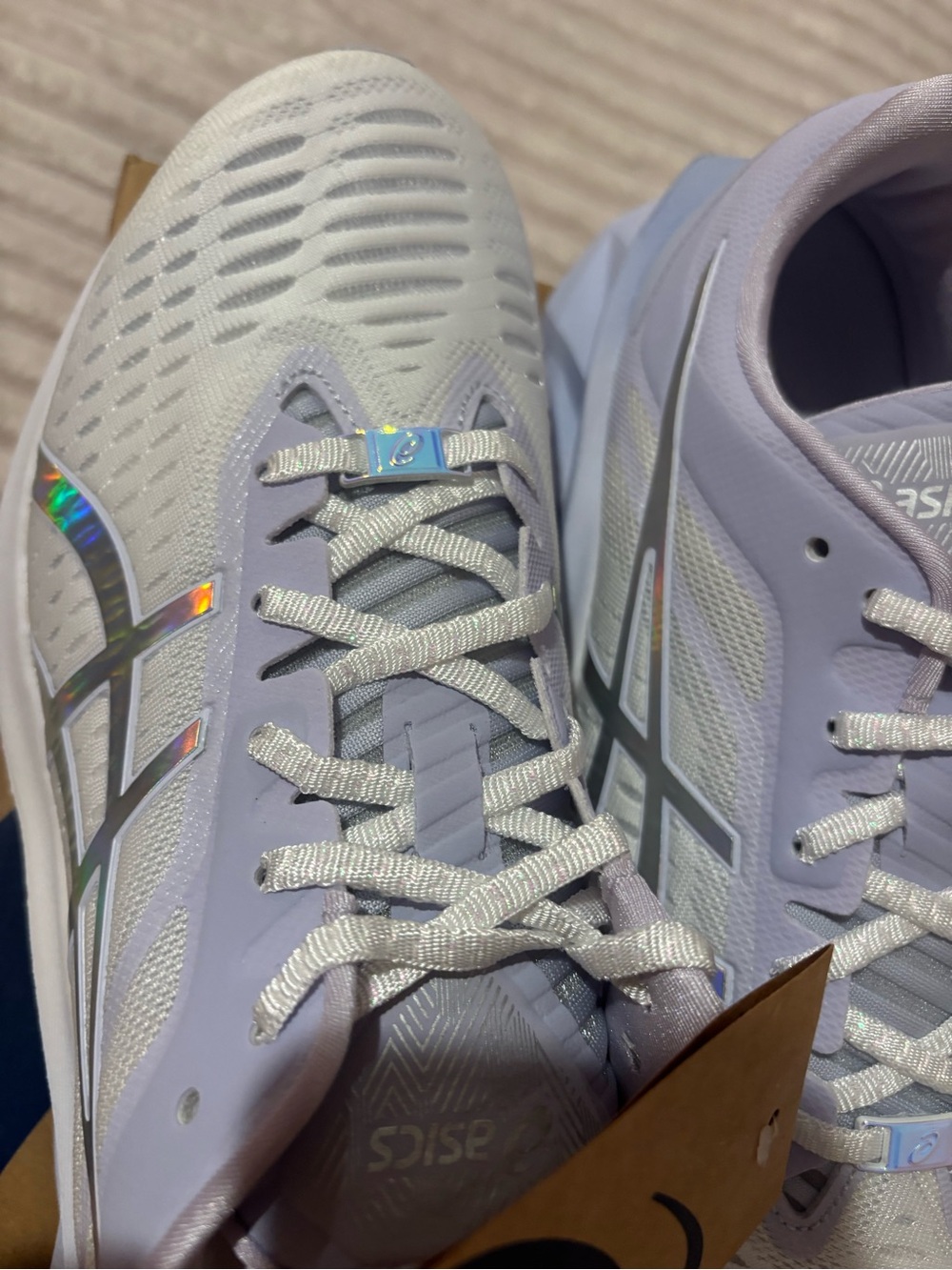 Asics Women's White Iridescent Athletic Running Shoes - Picture 2 of 5
